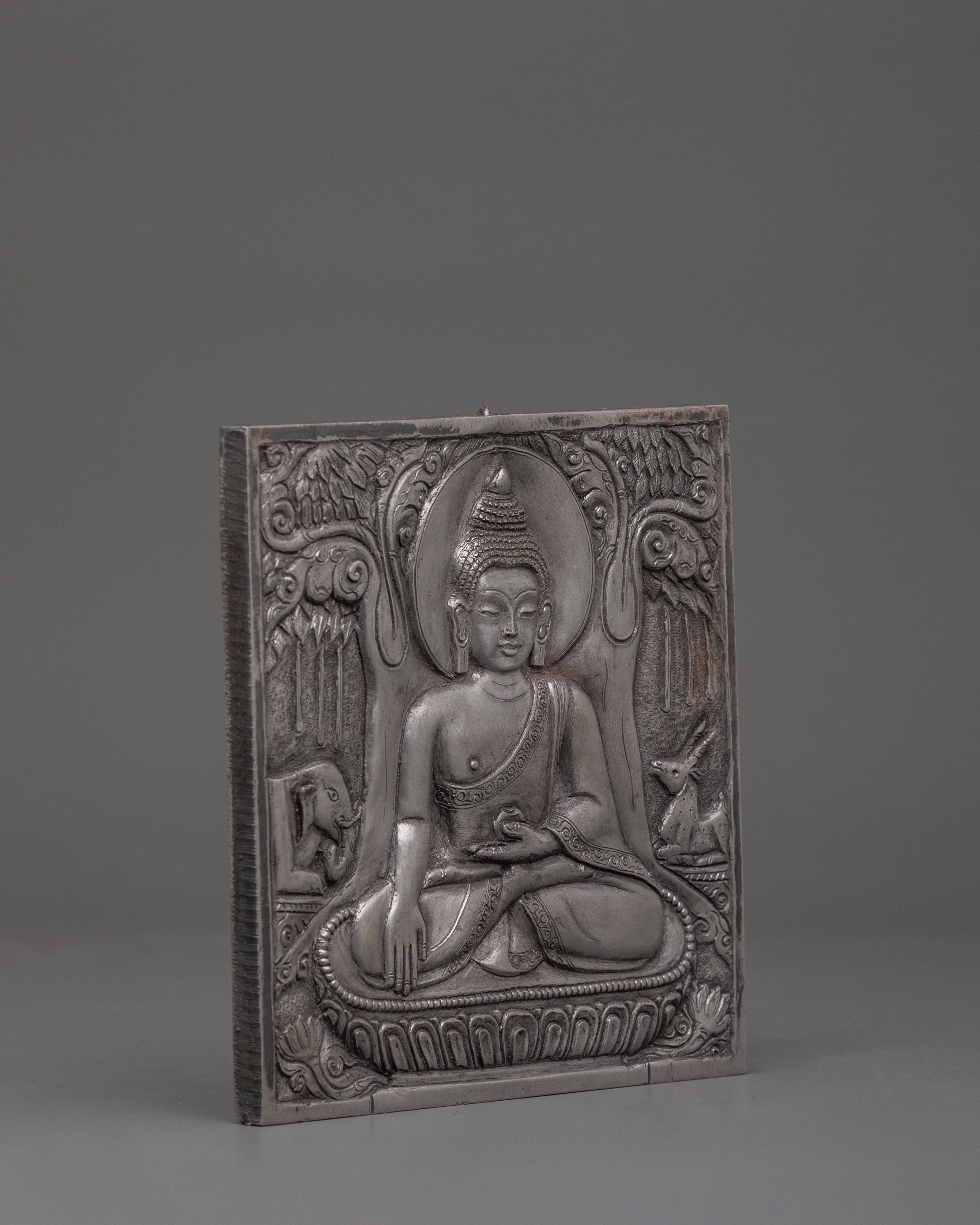 Hand-carved Buddha Wall Hanging | Meditation Posture Under Tree Engraved