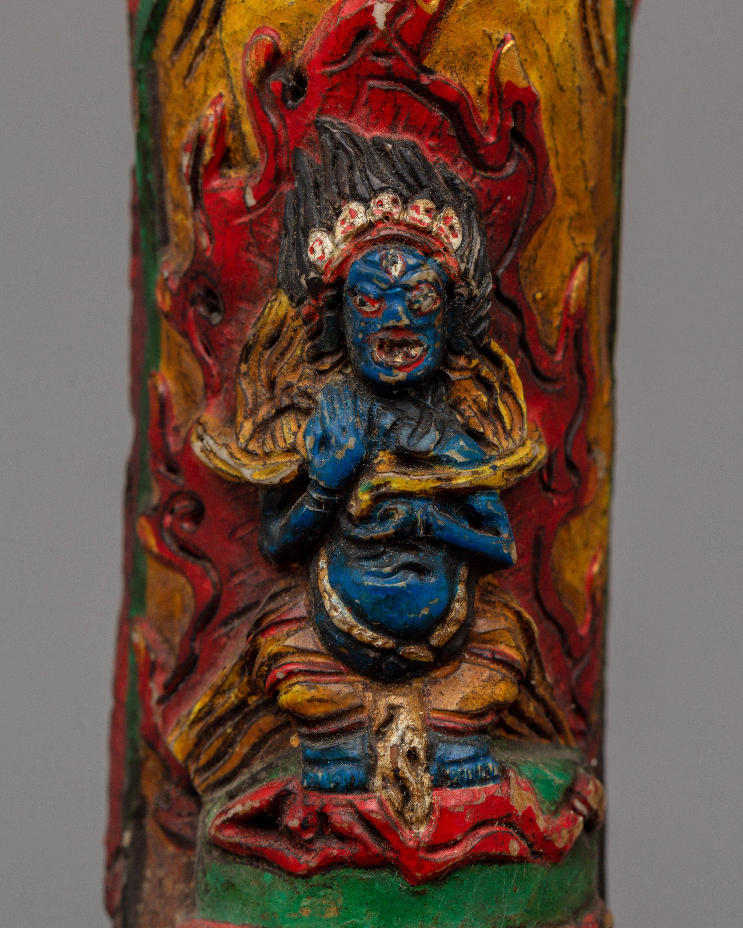 Sakya Mahakala Apron Ornament | Buffalo Bone Protector Apron Decor