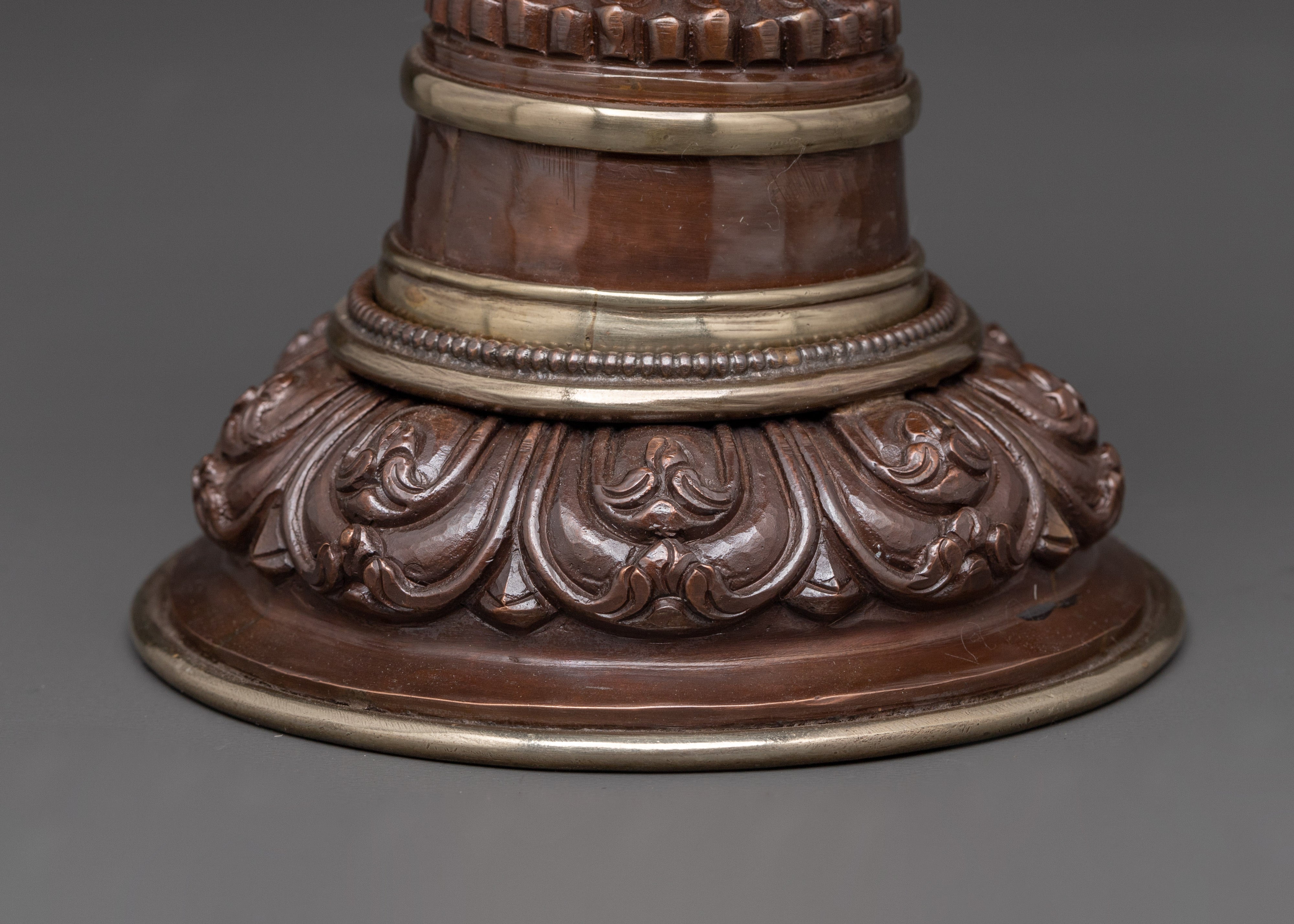 Oxidized Copper Butter Lamp Set | Tibetan Buddhist Ritual Light Offering Bowl