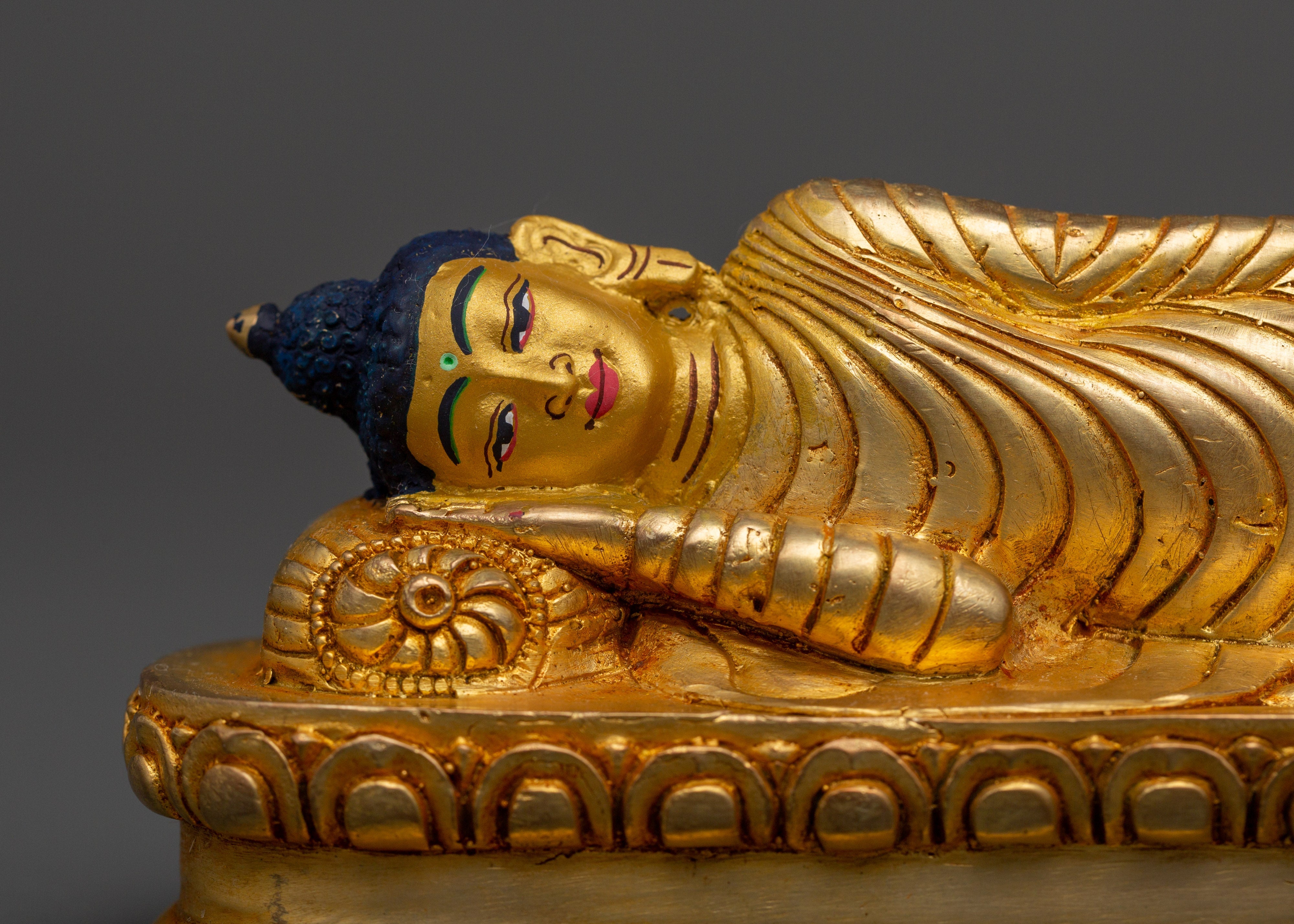 Gold-Plated Sleeping Buddha Statue | Meditation & Home Blessings