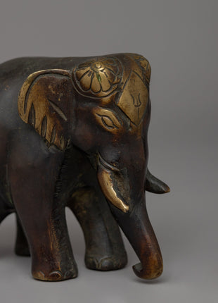 Small Bronze Elephant Statue | Handmade Decorative Statue for Desk or Shelf