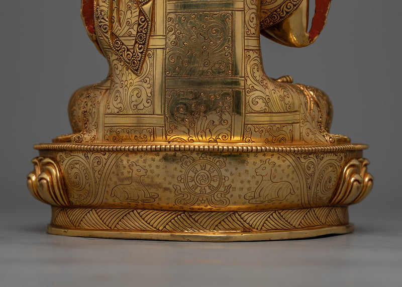 Majestic 24K Gold-Gilded Tsongkhapa Sculpture | Handcrafted in Nepal