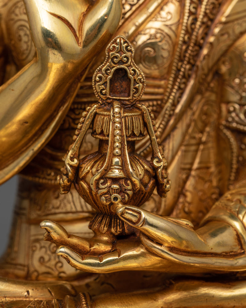 Majestic 24K Gold-Gilded Tsongkhapa Sculpture | Handcrafted in Nepal