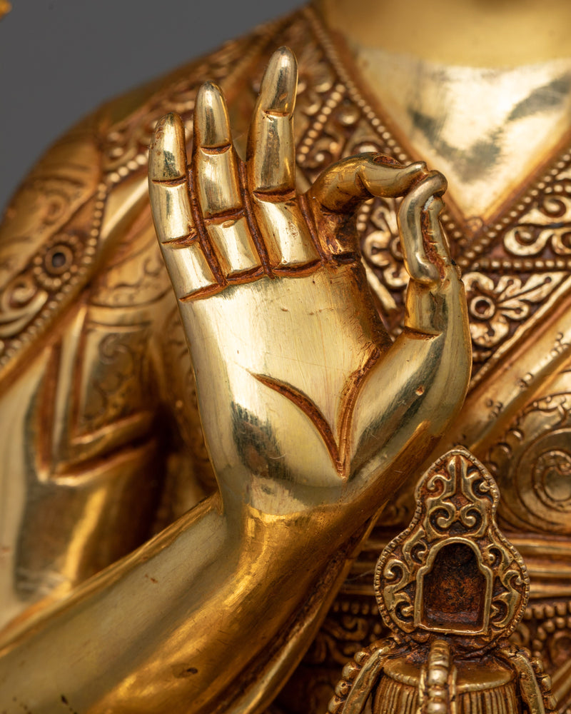 Majestic 24K Gold-Gilded Tsongkhapa Sculpture | Handcrafted in Nepal