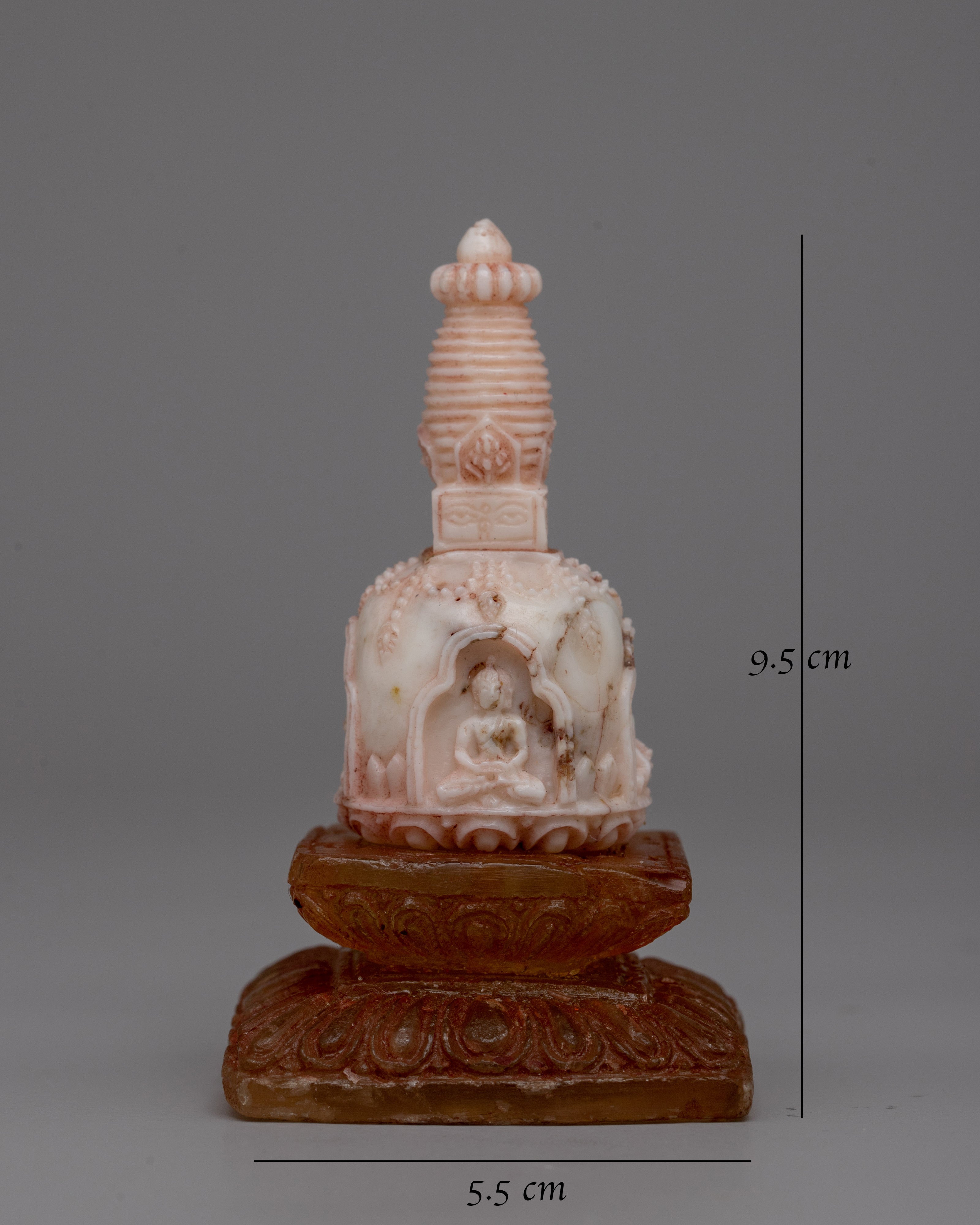 Tibetan Gemstone Buddhas Stupa | Handcrafted Stupa with Gemstones for Tranquil Home Decor
