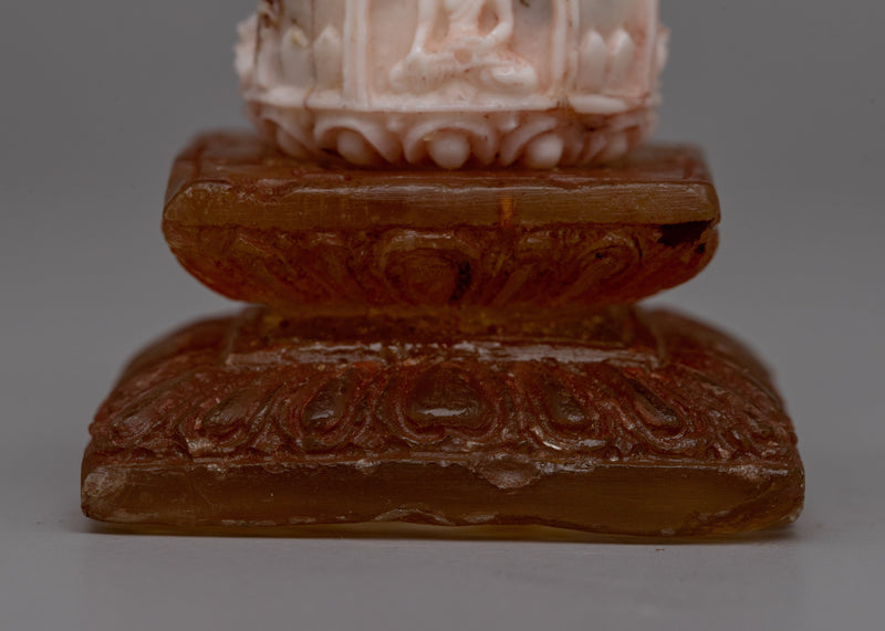 Tibetan Gemstone Buddhas Stupa | Handcrafted Stupa with Gemstones for Tranquil Home Decor