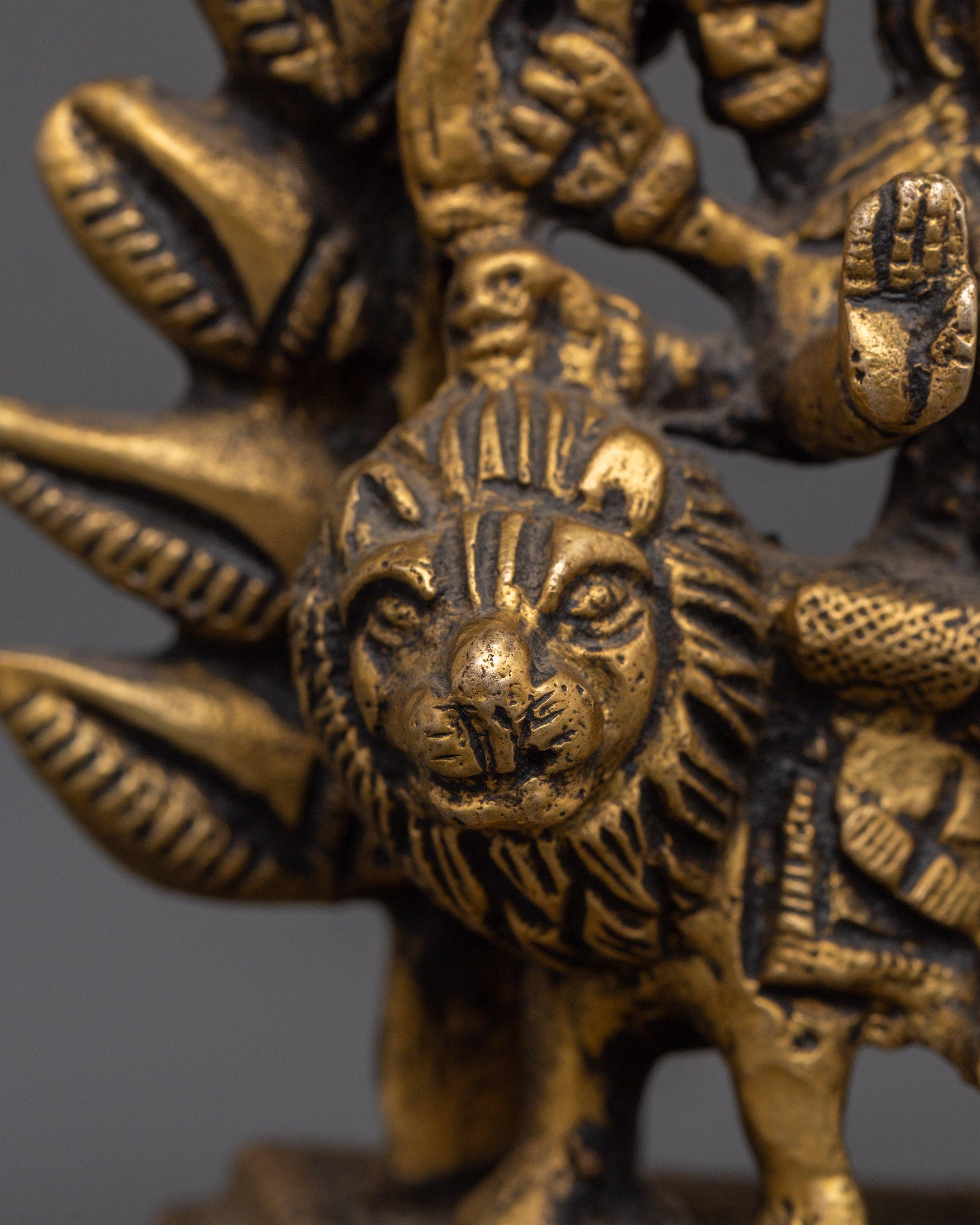Brass Durga Statue on Lion | Home & Altar Decor