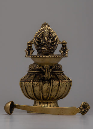 Ganesh Brass Sukunda | Artisan Crafted Hindu Elephant Deity Lamp