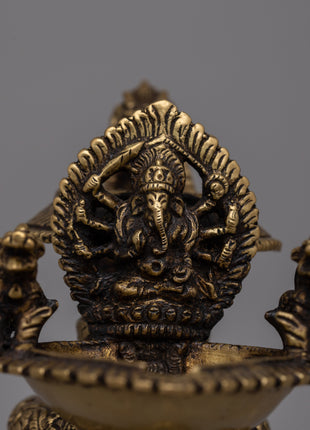 Ganesh Brass Sukunda | Artisan Crafted Hindu Elephant Deity Lamp