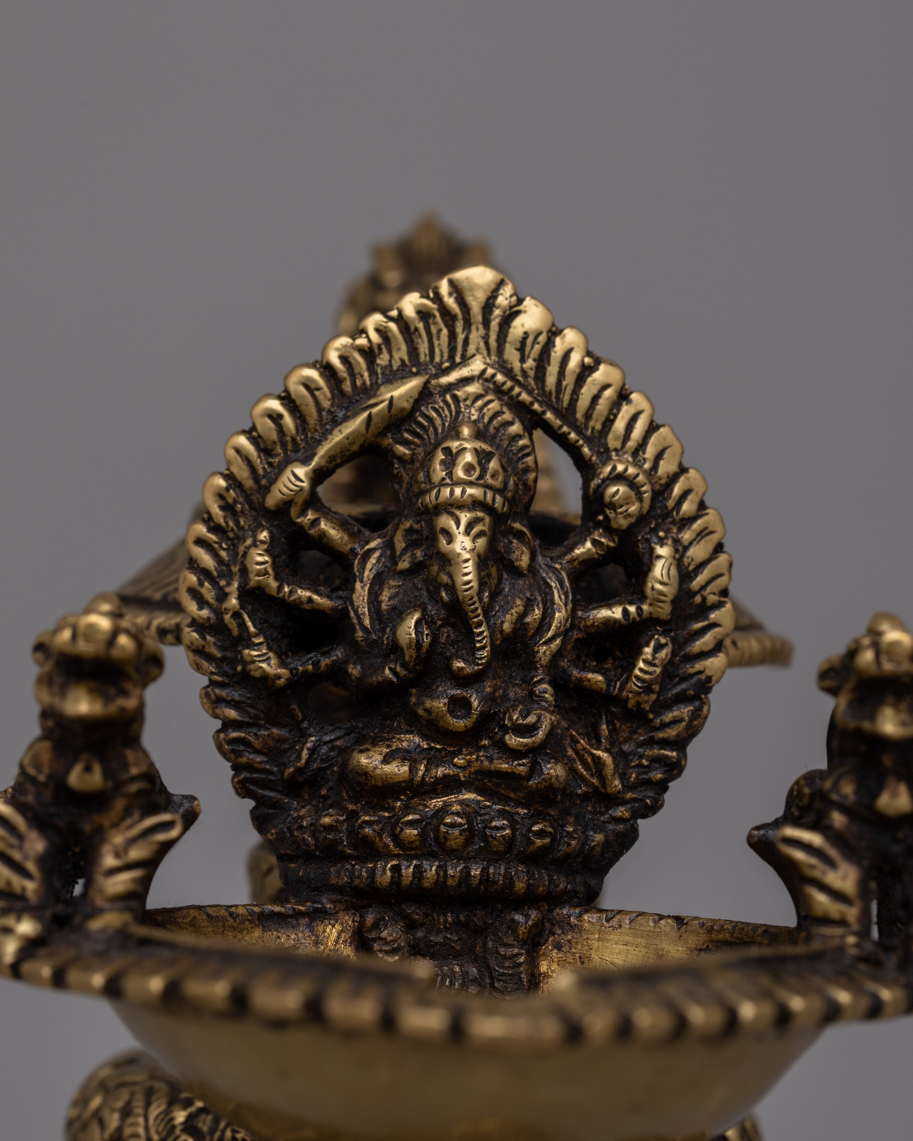 Ganesh Brass Sukunda | Artisan Crafted Hindu Elephant Deity Lamp