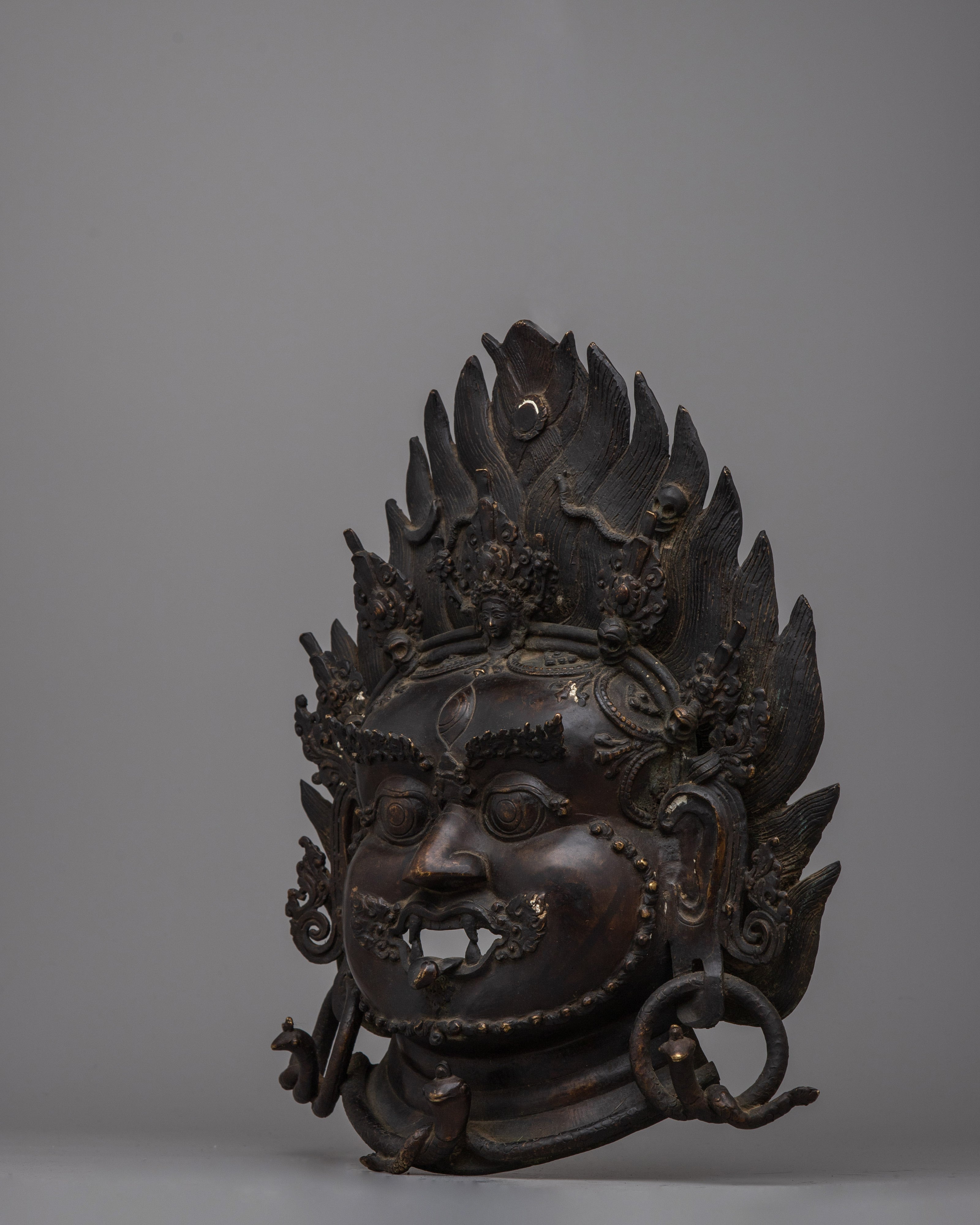 Brass Mask of Bhairava | Sacred Deity For Transformation Wall Decor