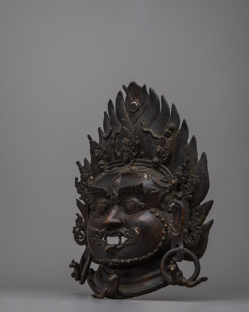 Brass Mask of Bhairava | Sacred Deity For Transformation Wall Decor