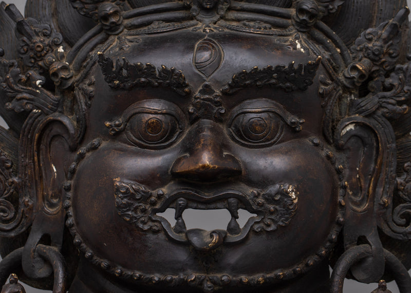 Brass Mask of Bhairava | Sacred Deity For Transformation Wall Decor