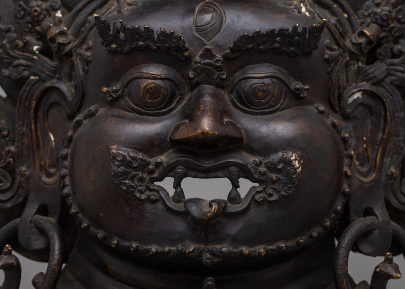 Brass Mask of Bhairava | Sacred Deity For Transformation Wall Decor