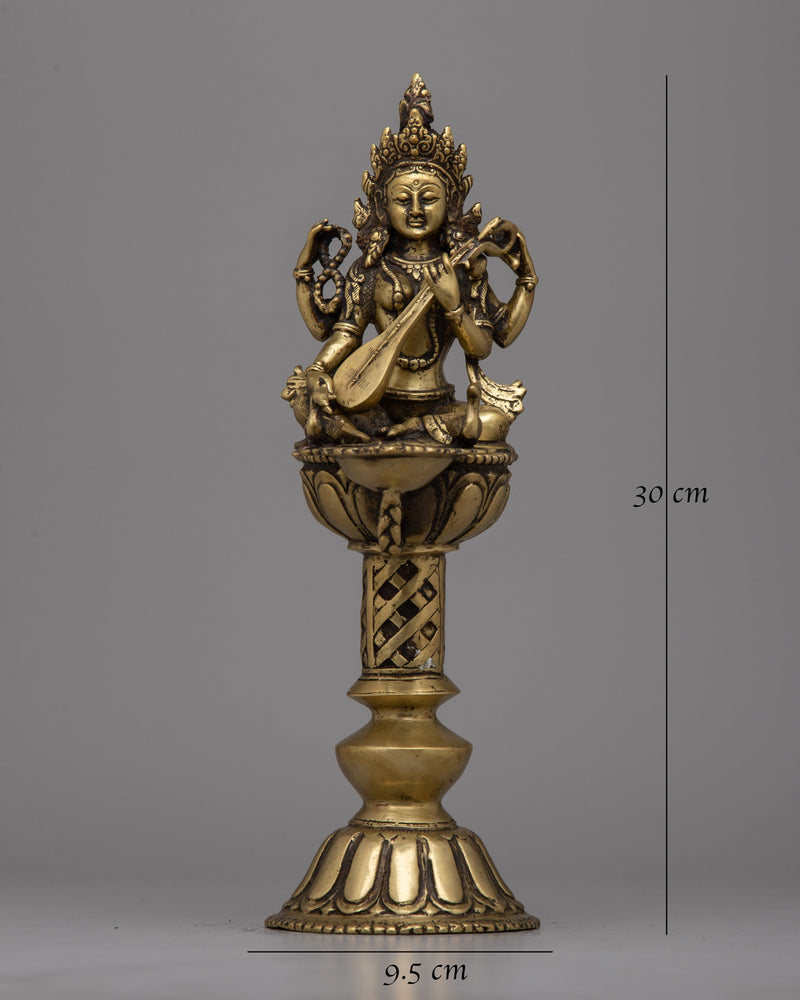 Saraswati Oil Lamp | Handcrafted Hindu Goddess Oil Light