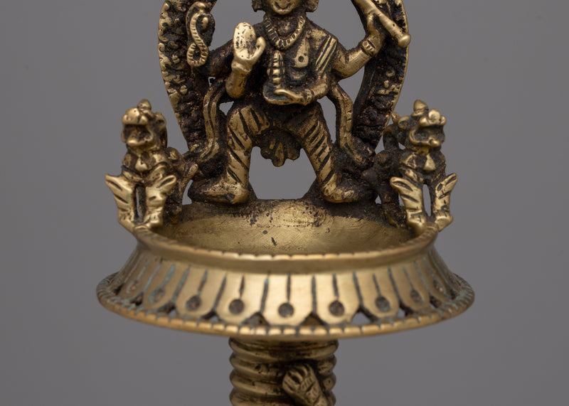 Kartikeya Sukunda Oil Lamp | Traditional Hindu Deity Diya