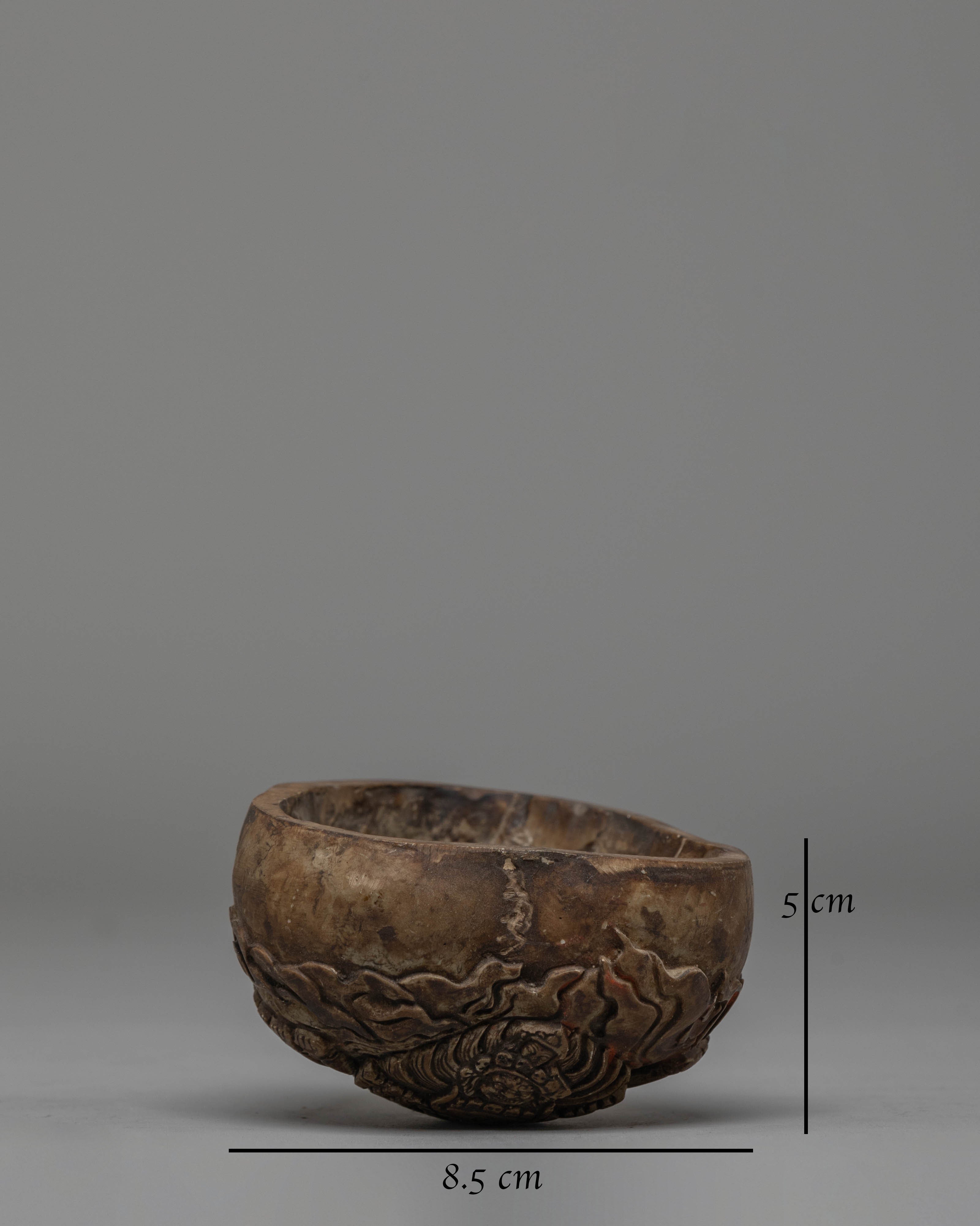 Kapala Sacred Vessel | Ritual Offering Bowl with Yamantaka Deity Carving
