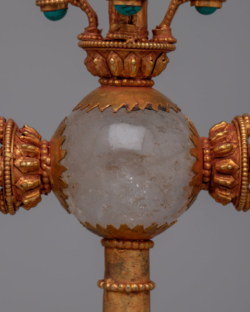 Double-Vajra Handled Bell | Tibetan Ritual Instrument Symbolizing Spiritual Union and Clarity