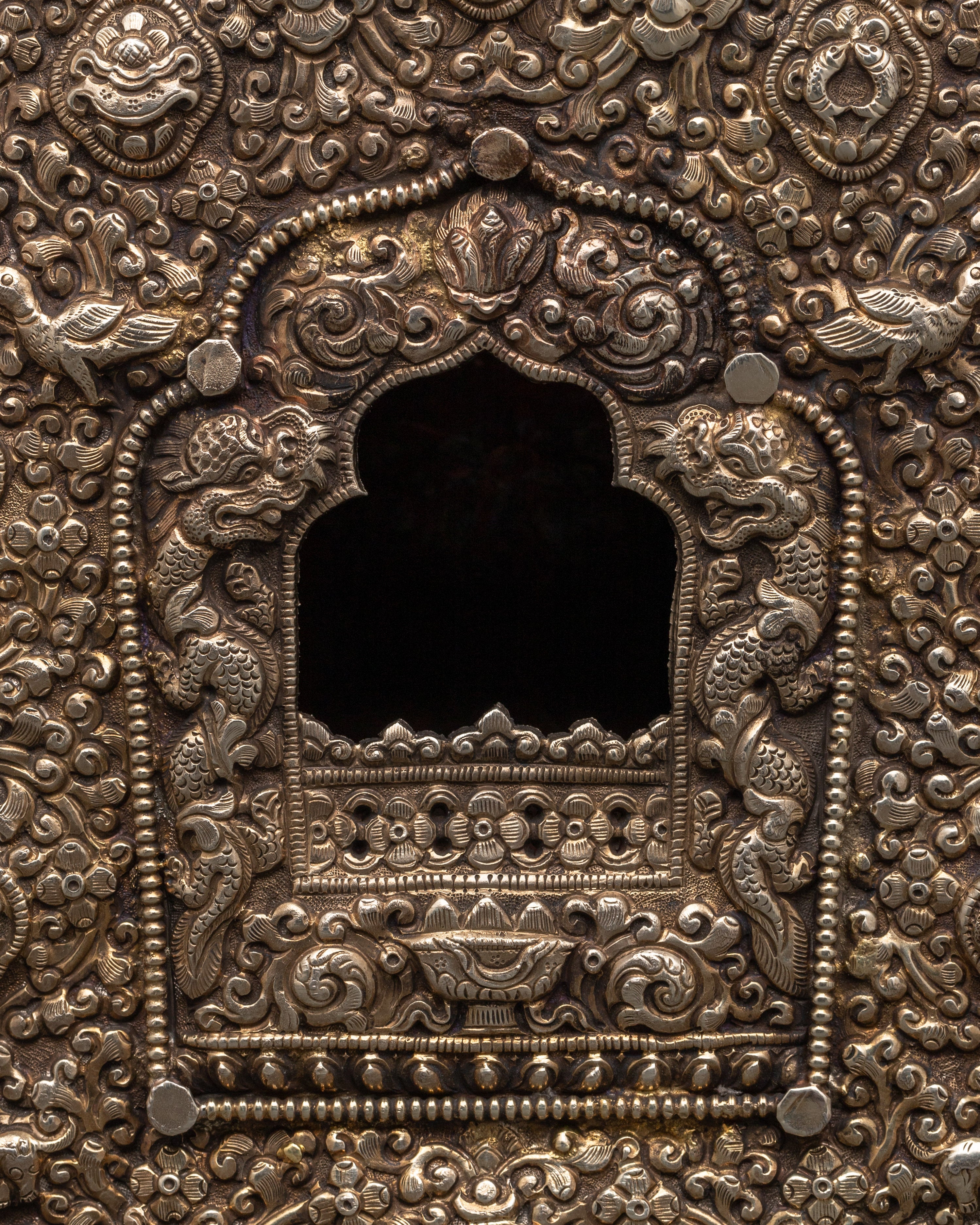 Handcrafted Ghau Box with White Metal & Copper Body | Sacred Relic