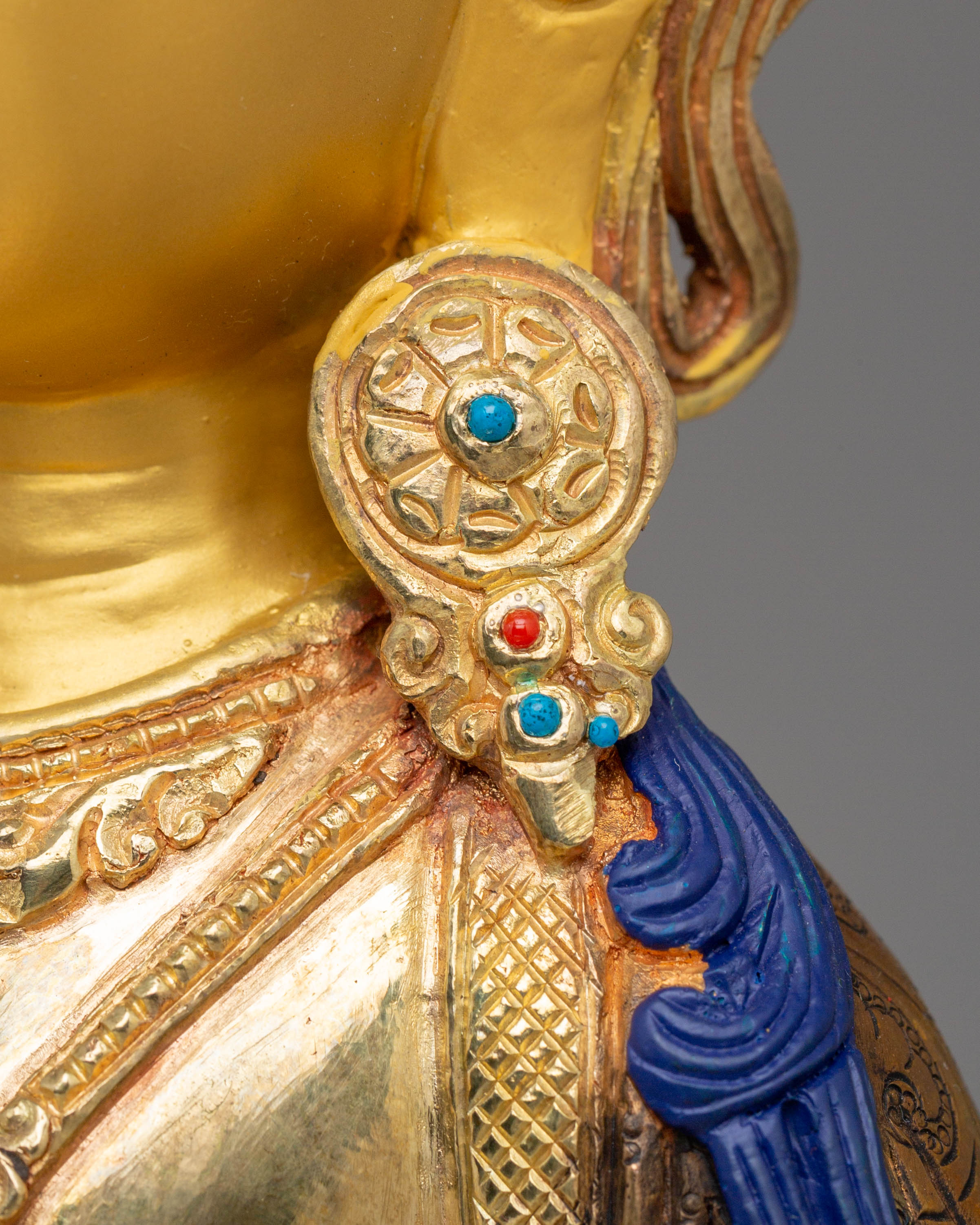 Vajrasattva Handmade Copper Statue | 24K Gold Plated with Gemstone