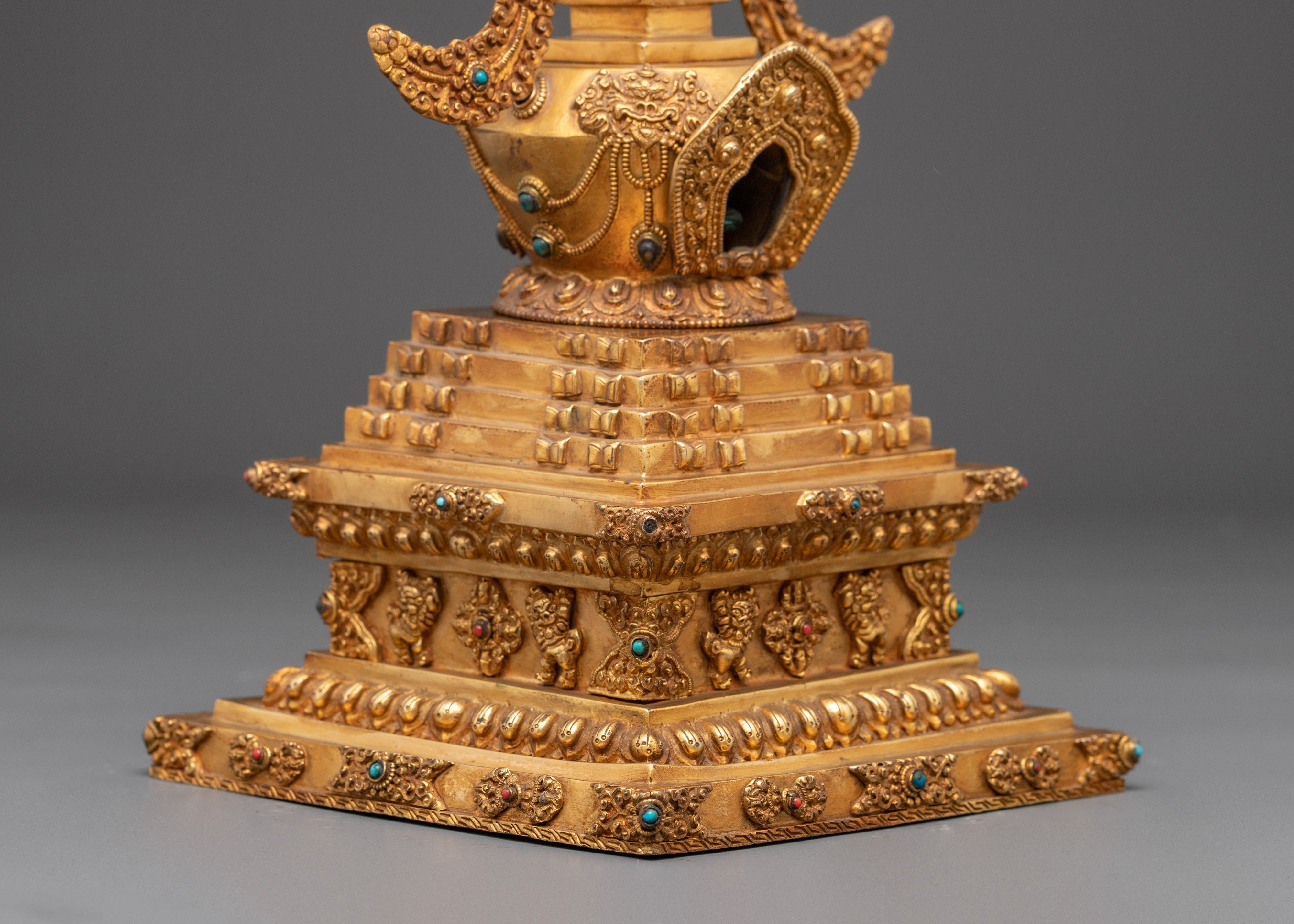 Gold Plated Stupa for Ritual Ceremonies | Path to Enlightenment