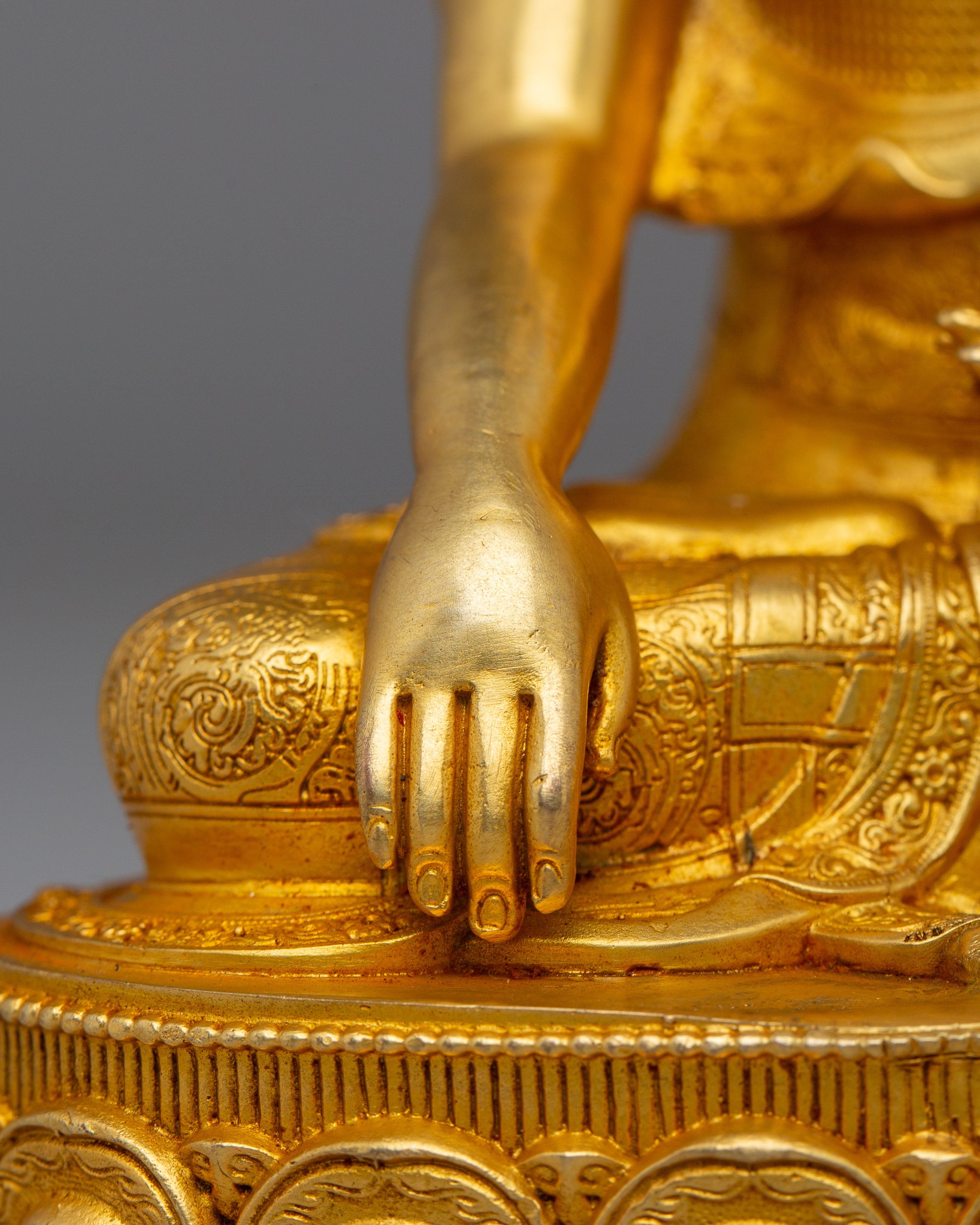 Shakyamuni Buddha Statue of Power and Knowledge | Copper Body with 24K Gold Plating