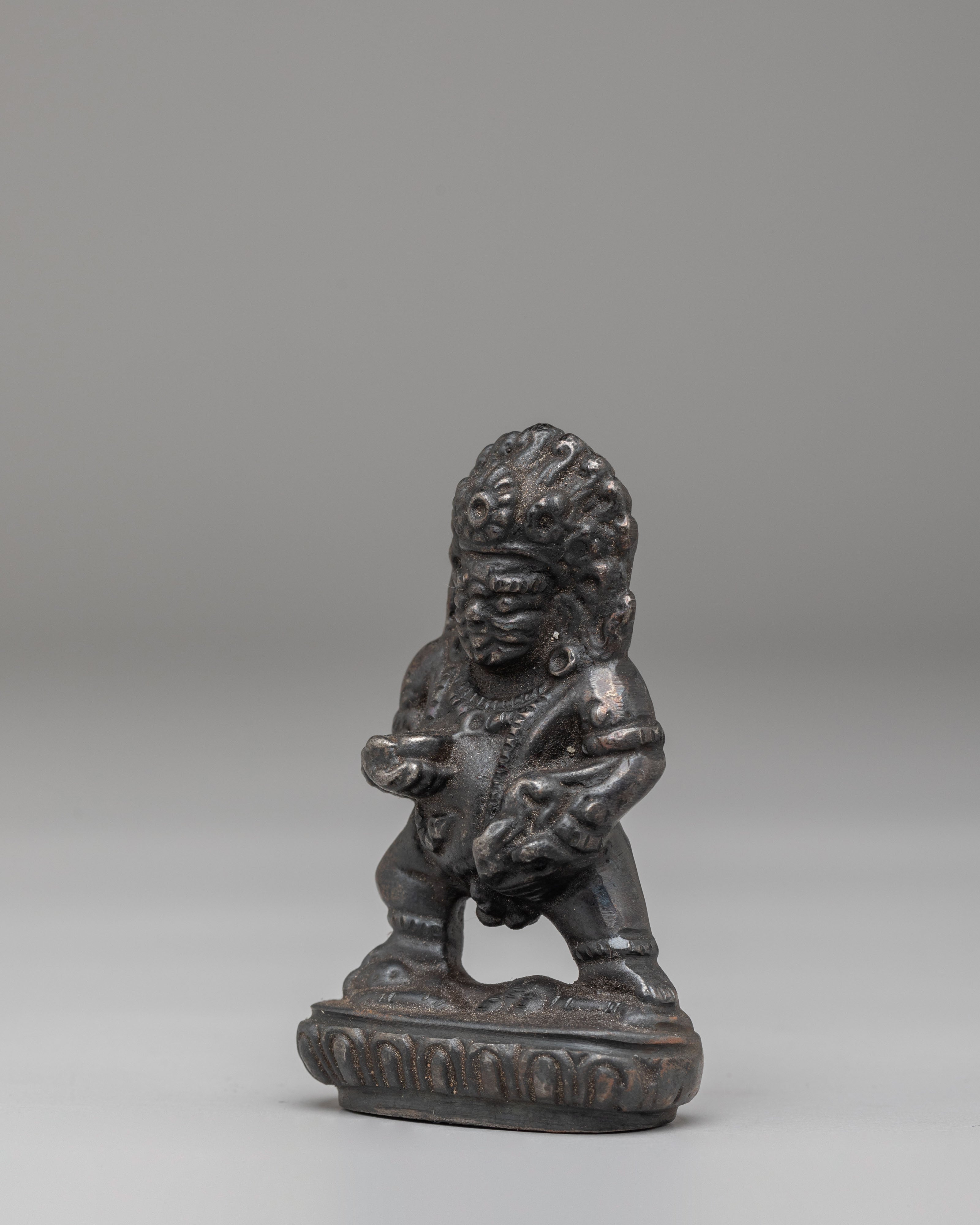 Black Dzambhala Wealth Protector Statue | Handcrafted Iron Sculpture