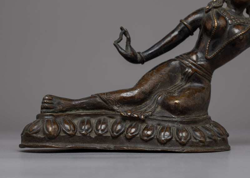 Vintage Apsara Bronze Statue | Handmade Religious Figure Reflecting Heavenly Beautiful Dancer