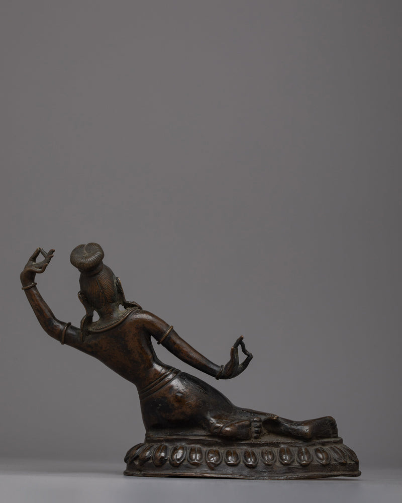 Vintage Apsara Bronze Statue | Handmade Religious Figure Reflecting Heavenly Beautiful Dancer