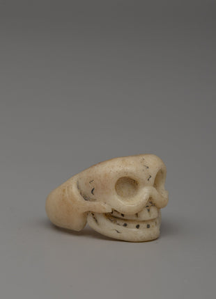 Hand-Carved Skull Buffalo Bone Ring | Traditional Tibetan Artisan Statement Band