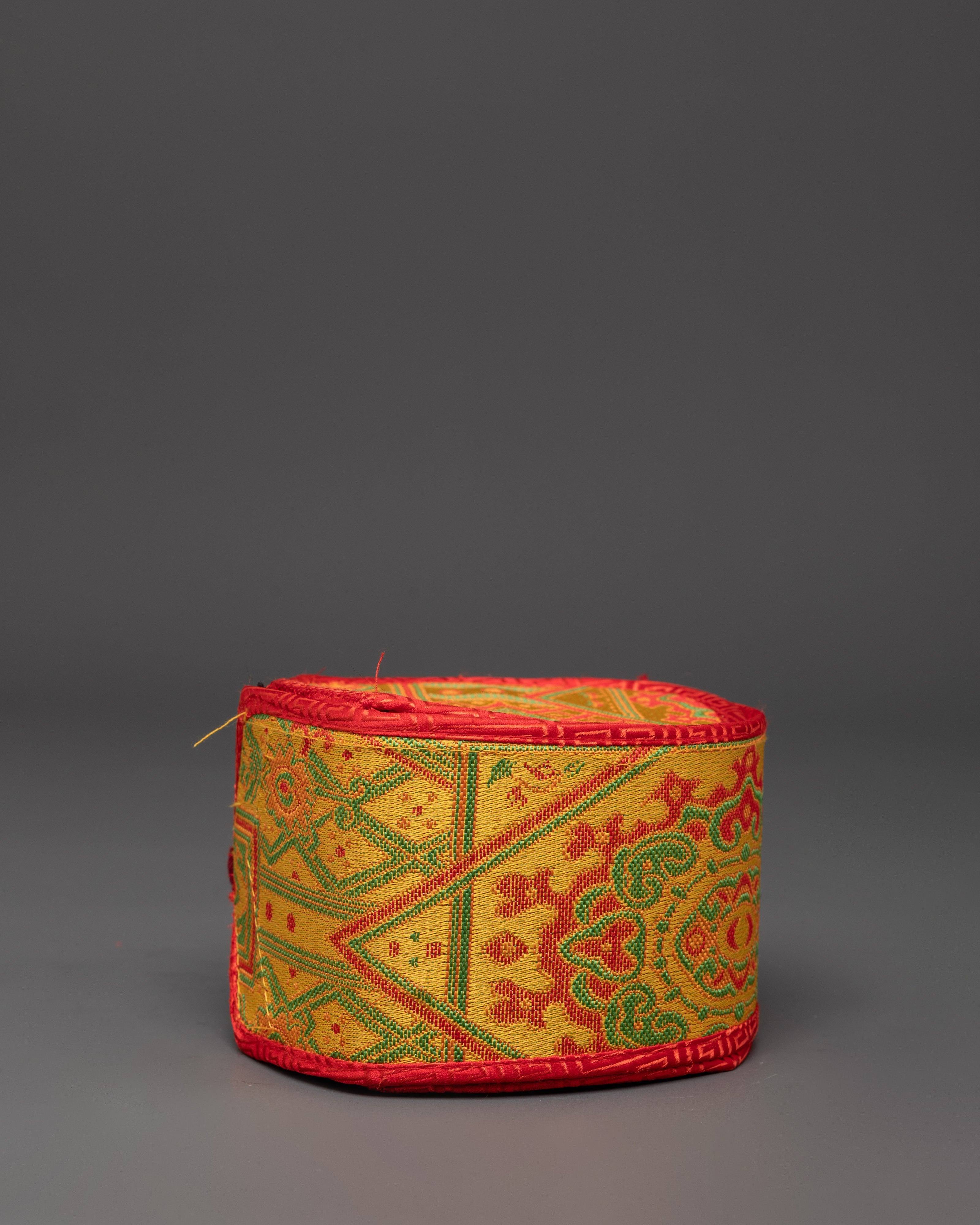 Tibetan Drum with Gold-Plated Copper | Tibetan Instrument for Sacred Rituals