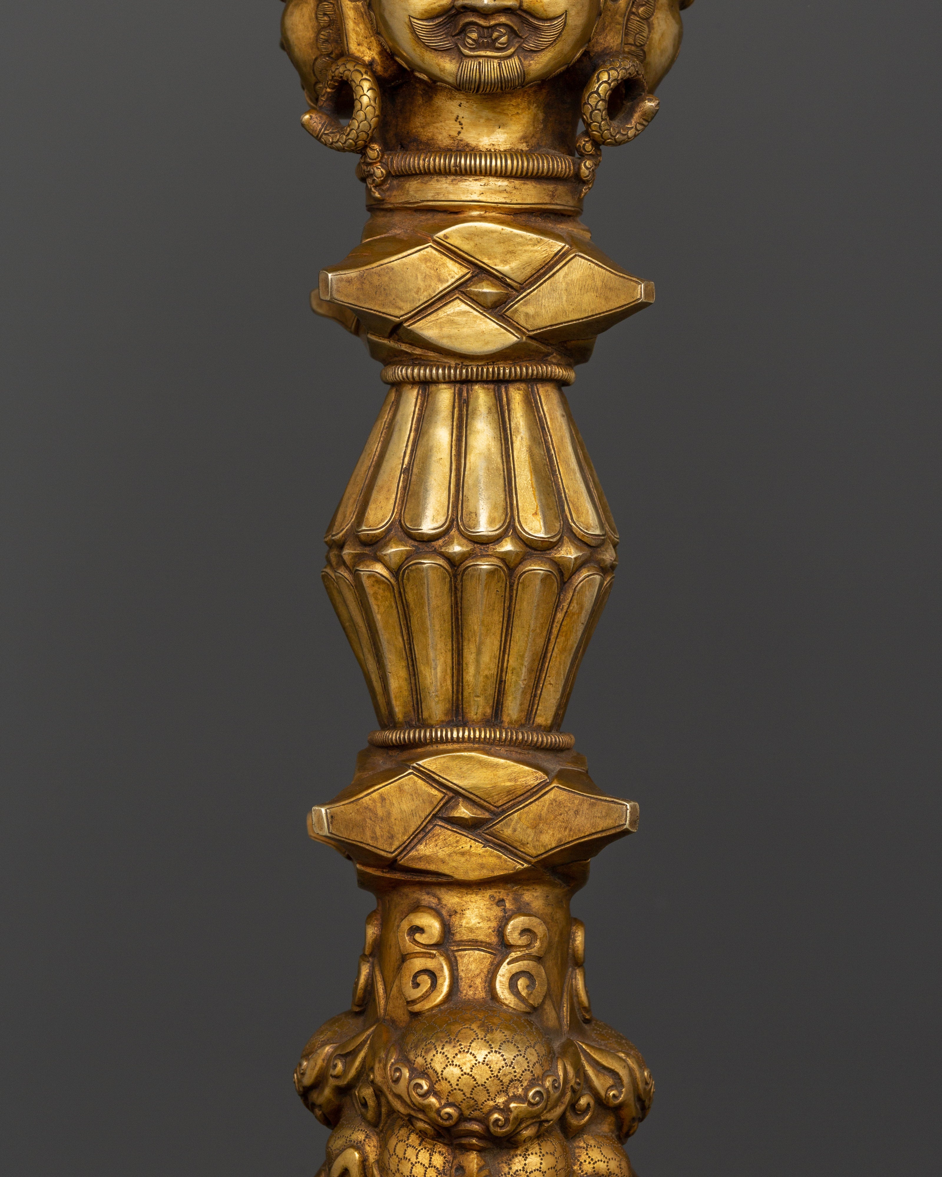 Three-Faced Phurba Dagger | Tibetan Gold Plated Phurba for Rituals