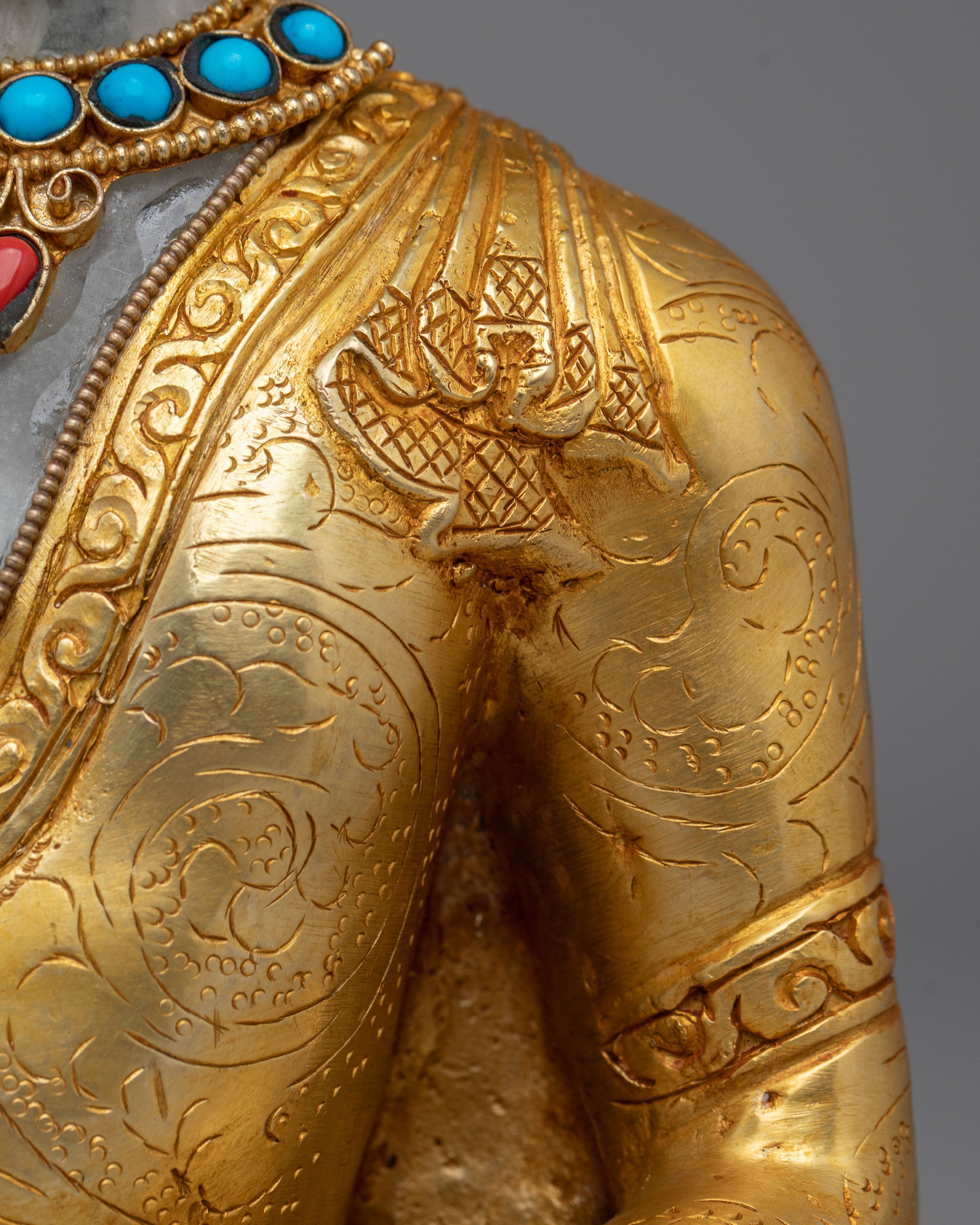 Tibetan Buddhist Shakyamuni Buddha Statue | Handcrafted Copper Crystal Artwork