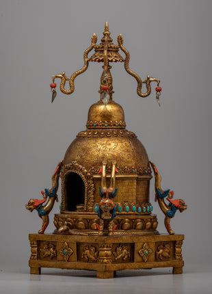 Premium Tibetan Tomb or Stupa Statue | Handcrafted Buddhist Stupa for Home Altar
