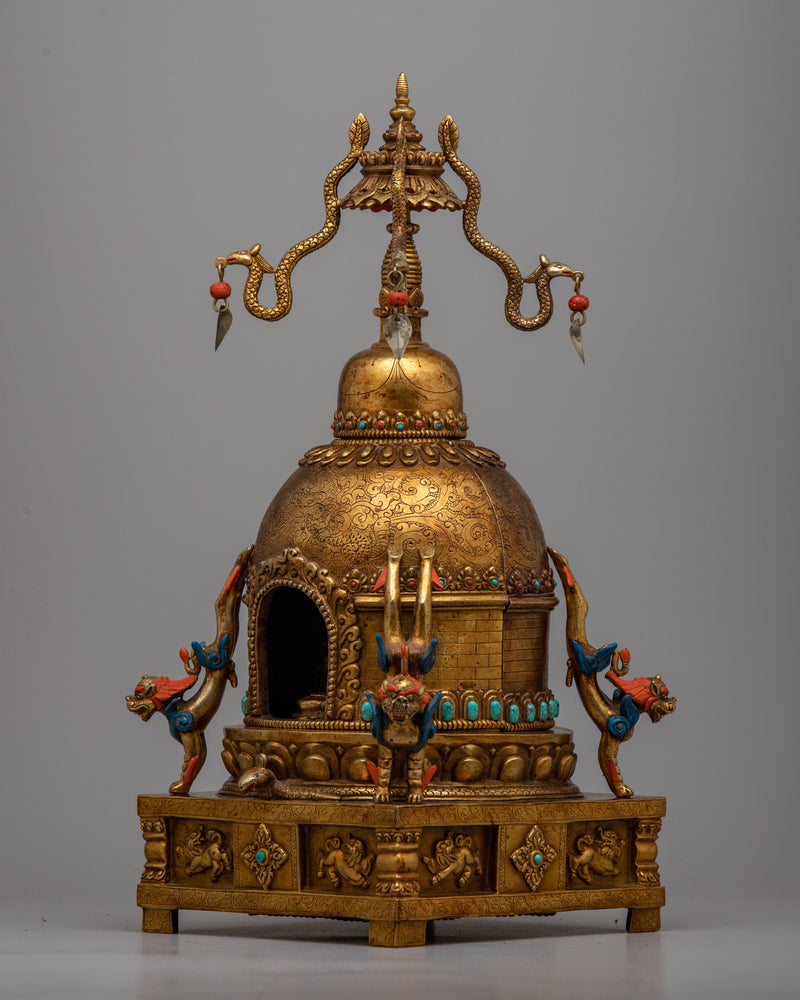 Premium Tibetan Tomb or Stupa Statue | Handcrafted Buddhist Stupa for Home Altar