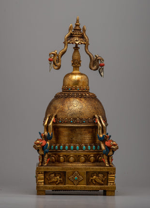 Premium Tibetan Tomb or Stupa Statue | Handcrafted Buddhist Stupa for Home Altar