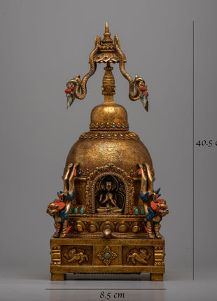 Premium Tibetan Tomb or Stupa Statue | Handcrafted Buddhist Stupa for Home Altar