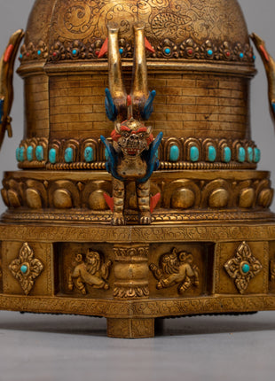Premium Tibetan Tomb or Stupa Statue | Handcrafted Buddhist Stupa for Home Altar