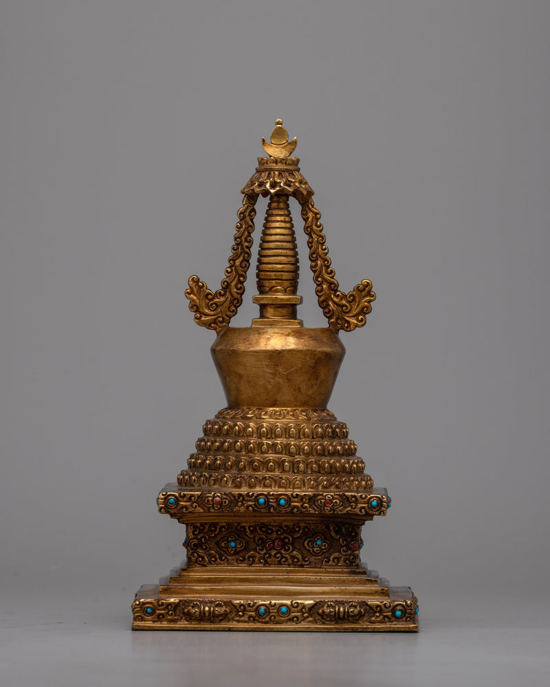 Copper Stupa | Religious Chorten Symbolizing Enlightenment and Peace