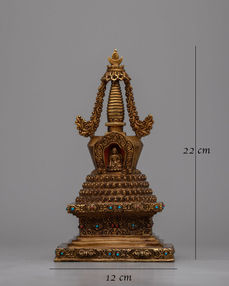 Copper Stupa | Religious Chorten Symbolizing Enlightenment and Peace