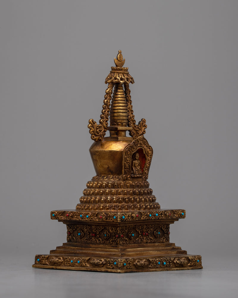 Copper Stupa | Religious Chorten Symbolizing Enlightenment and Peace