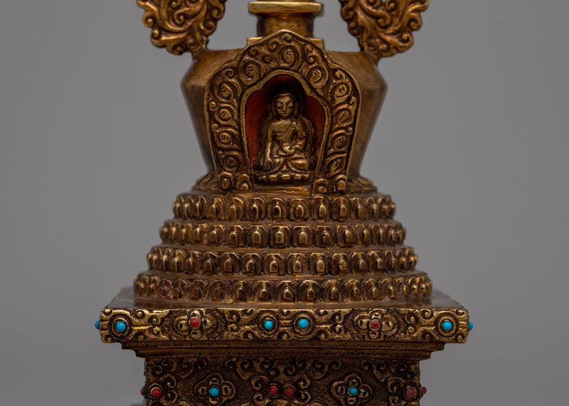 Copper Stupa | Religious Chorten Symbolizing Enlightenment and Peace