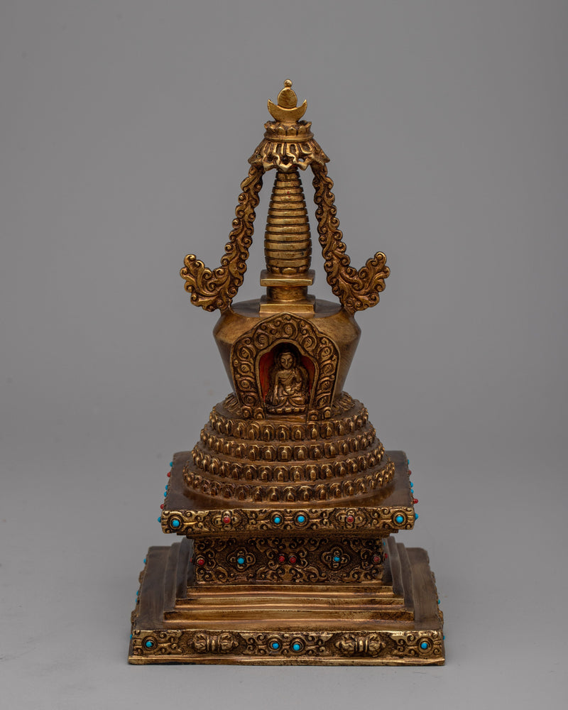 Copper Stupa | Religious Chorten Symbolizing Enlightenment and Peace