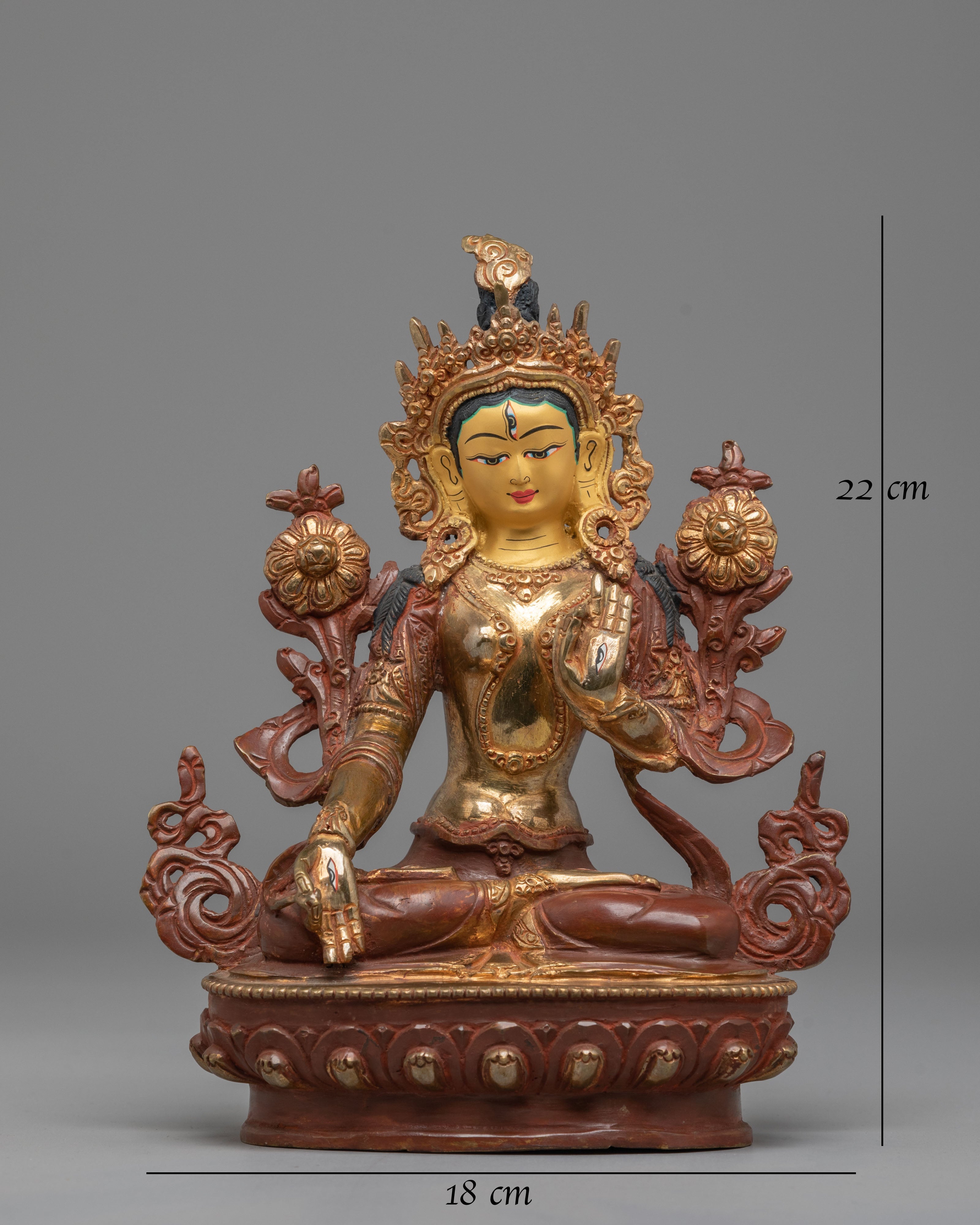 Handmade Sita Tara Statue for Altar | Gold Plated Sita Tara
