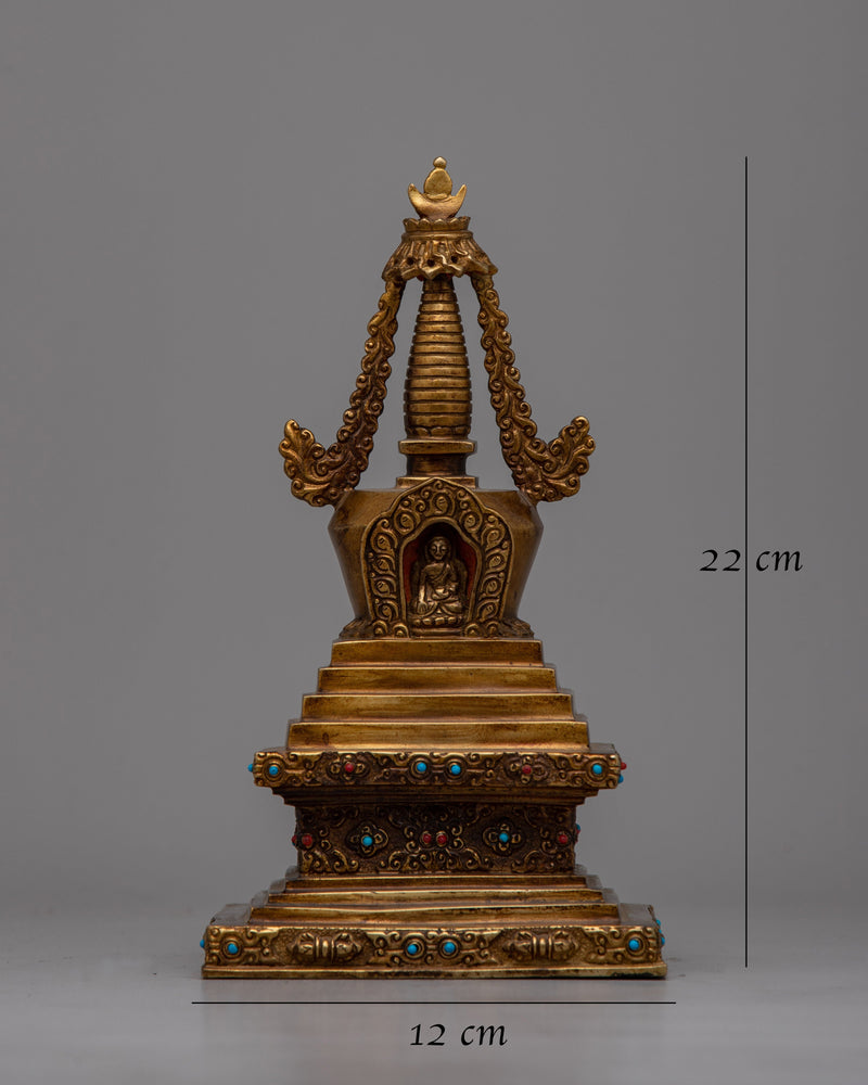 Shrine Stupa Decor | Handmade Religious Artifact Symbolizing Enlightenment and Peace