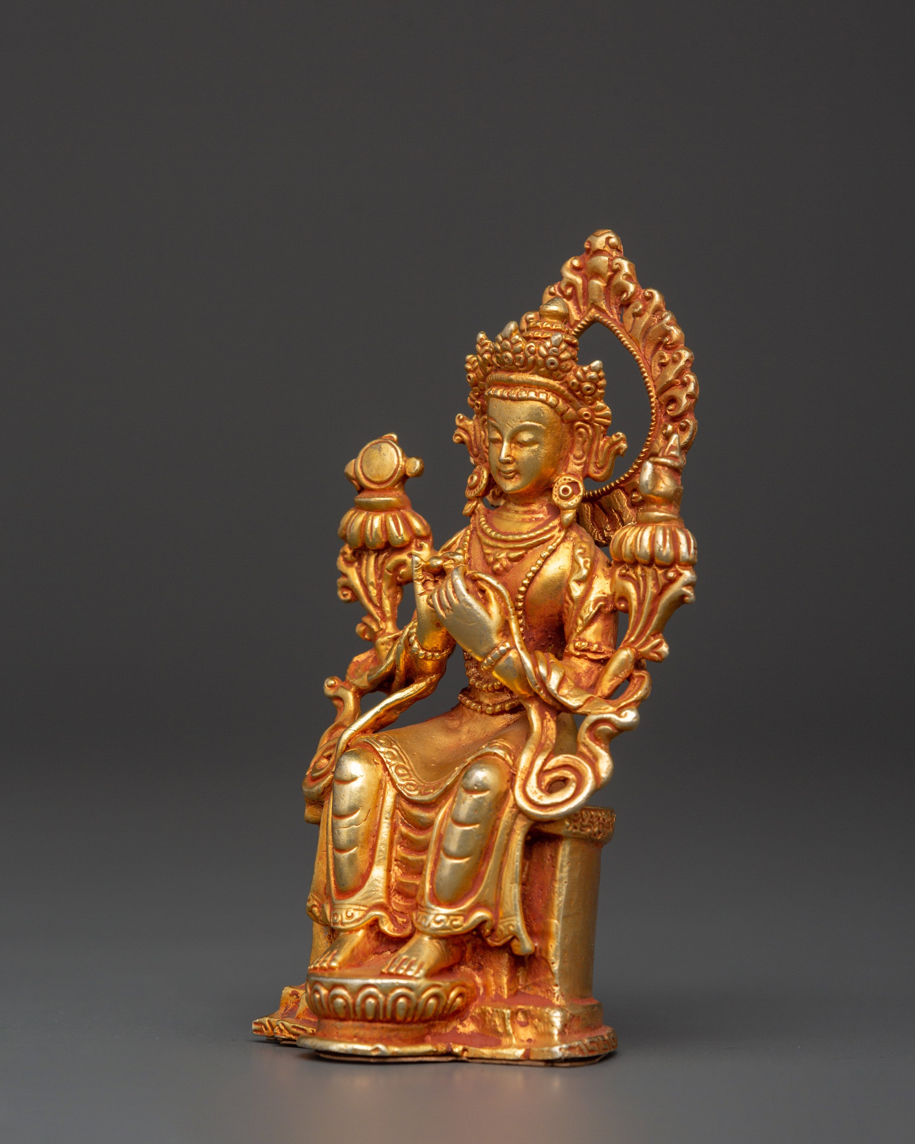 Tibetan Maitreya Buddha Figure | Gold-Plated Seated Statue