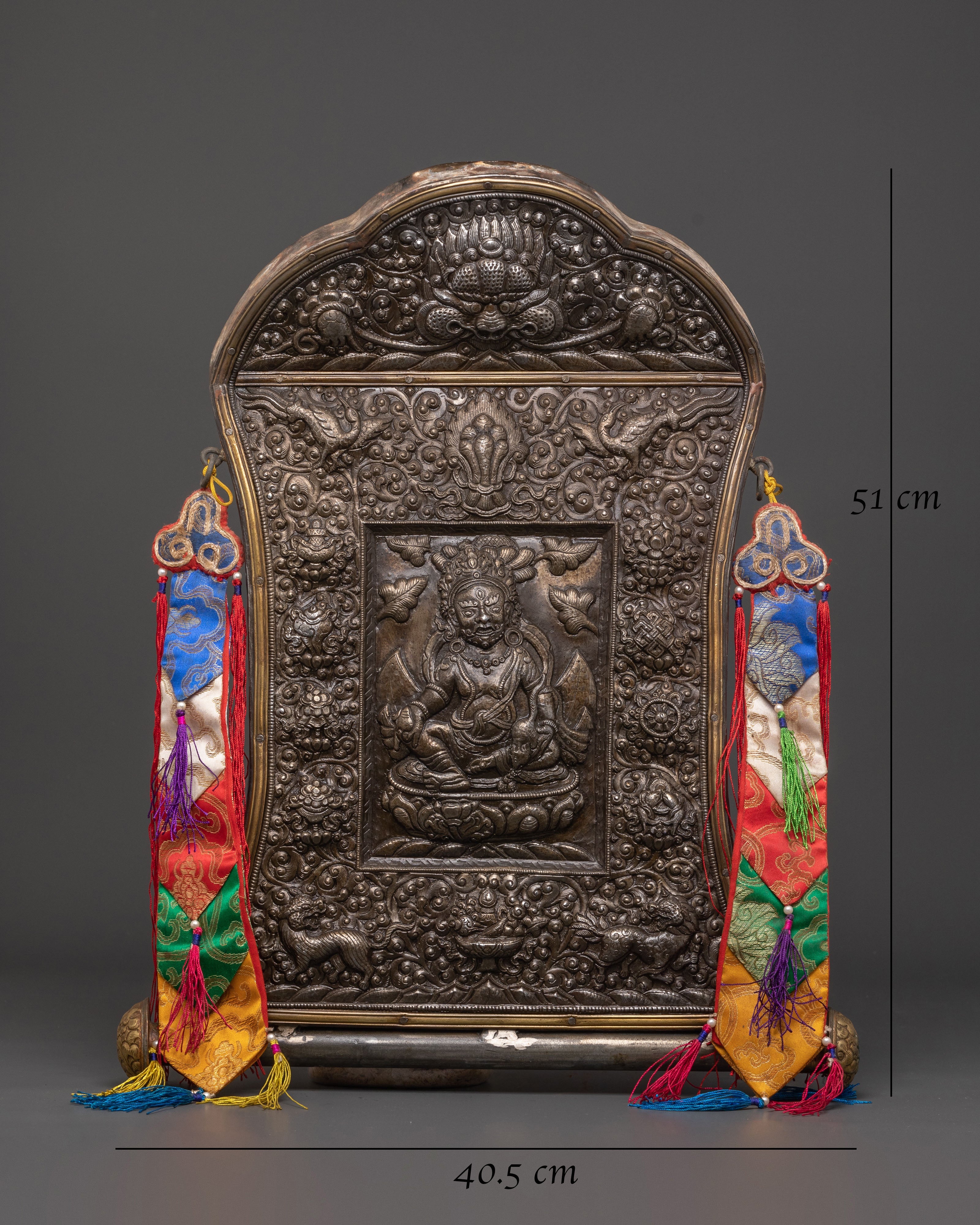 Handcrafted Dzambhala Metal Thangka | Spiritual Tibetan Buddhist Art