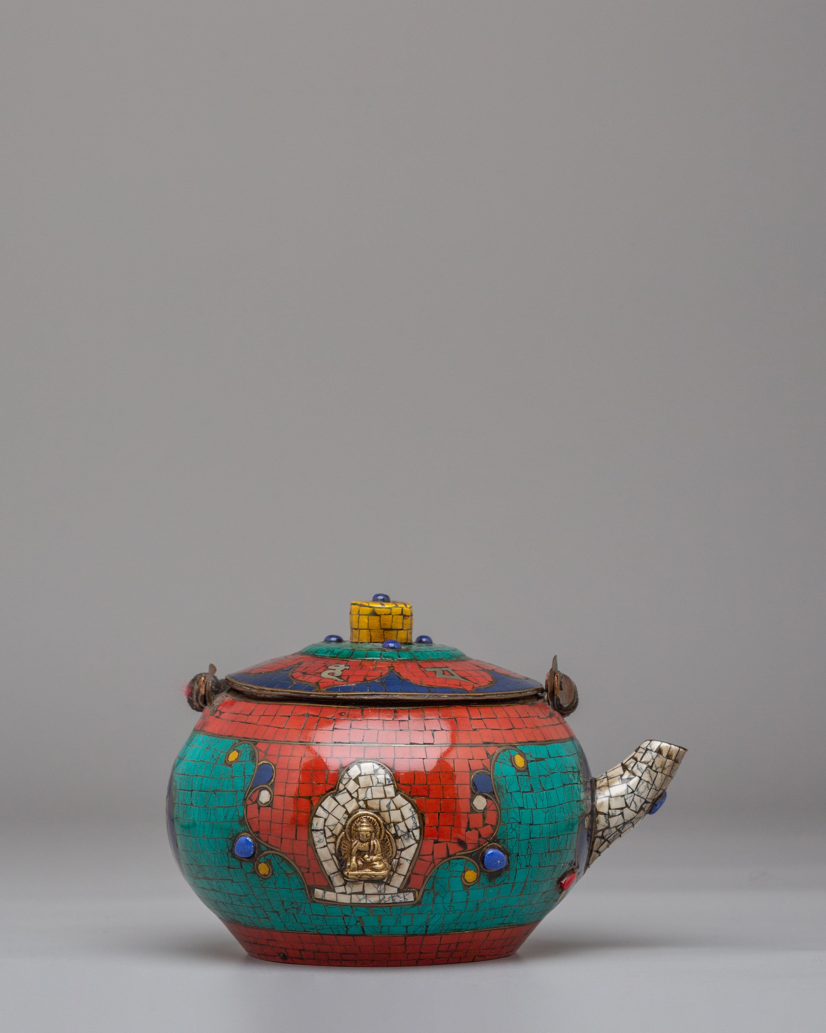 Gemstone Inlay Tea Pot | Traditional Himalayan Craftsmanship