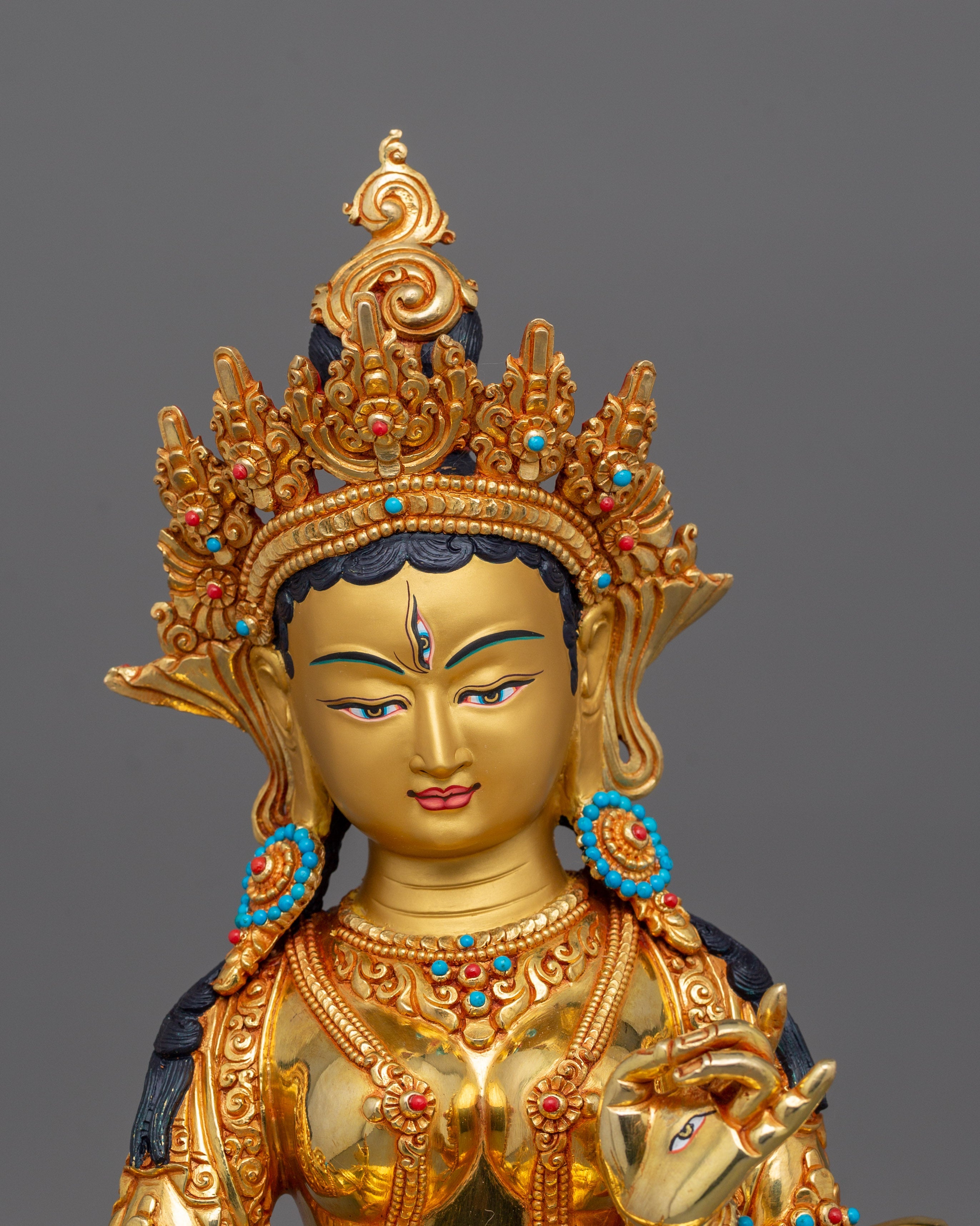 Dukar White Umbrella Goddess Sculpture | Deity of grace and spiritual growth