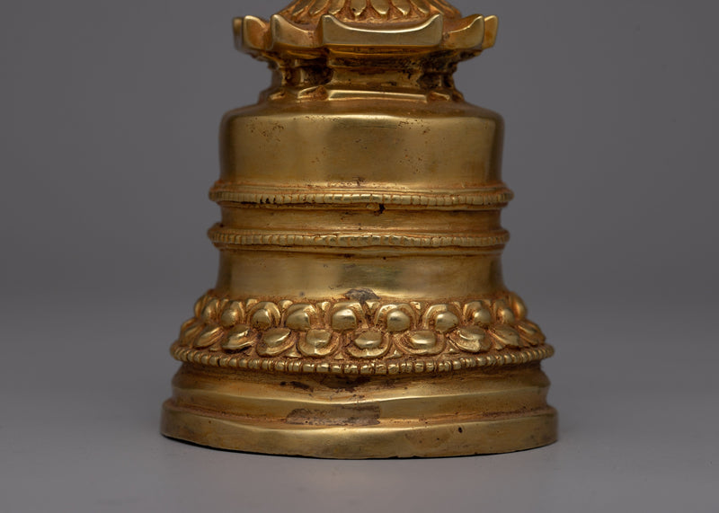 Copper Stupa Plated in Gold | Exquisite Buddhist Monument for Spiritual Enhancement